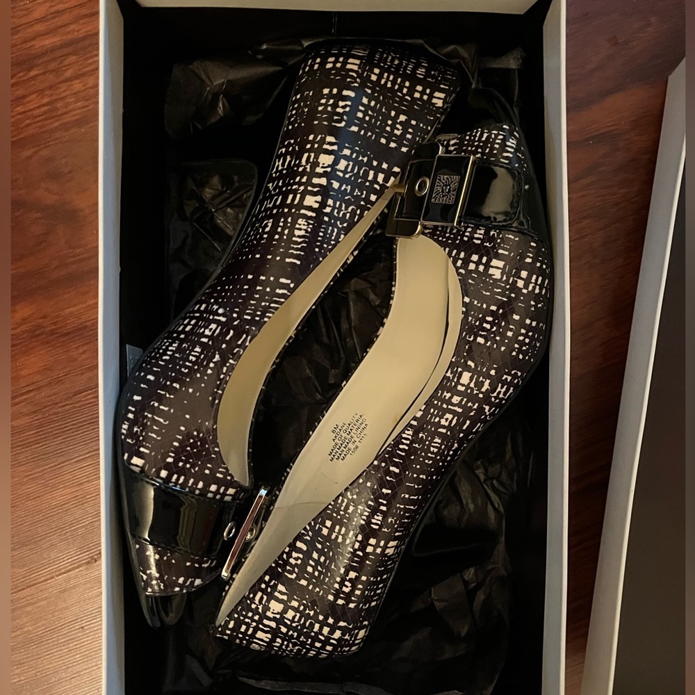 NWT Anne Klein Black/White Women’s Heels Sz 8